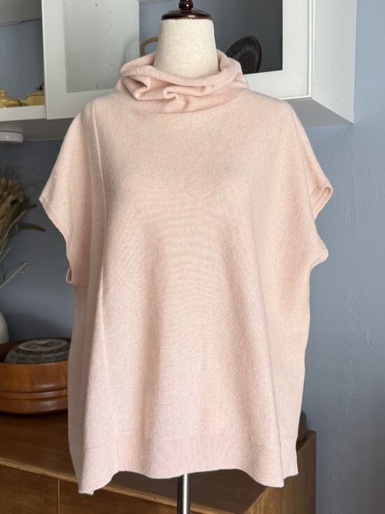 Anthropologie Patty Cowl Neck 100% Cashmere Poncho Sweater Pink XS - Picture 3 of 9